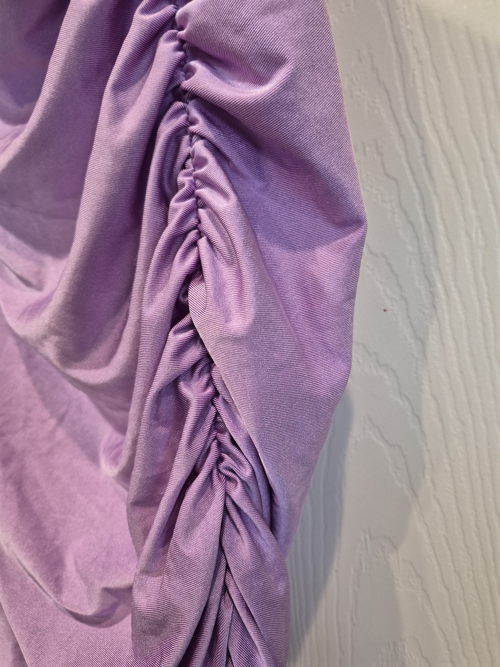 Draped Lilac Ruched Strapless Dress - Picture 2 of 6